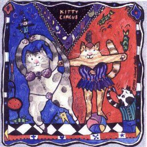 Kitty circus ceramic tile trivet or wall art 8x8"